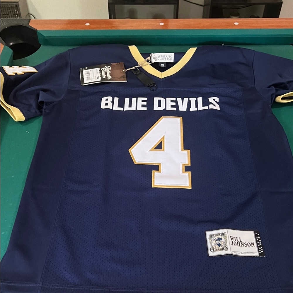 Blue Devils #4 Navy Football Jersey Will Johnson high school Jersey